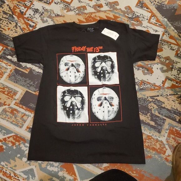 Friday the 13th, Jason Voorhees Hockey Masks Tee, with mask men’s Sz S - Picture 2 of 6